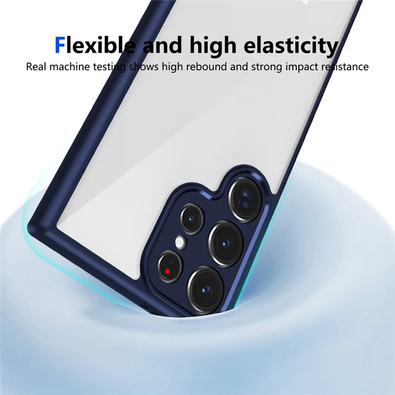 Capa para Samsung Galaxy S23 Ultra Fosca Toque Suave Transparente PC + TPU Antichoque para Celular - Azul