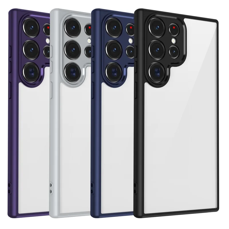Capa para Samsung Galaxy S23 Ultra Fosca Toque Suave Transparente PC + TPU Antichoque para Celular - Azul