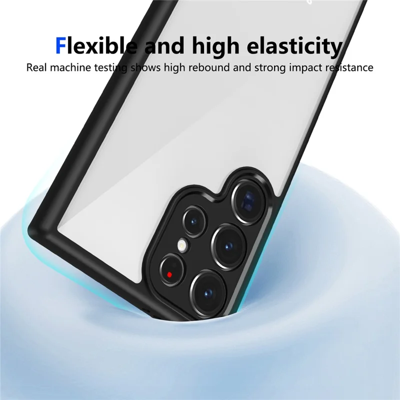 For Samsung Galaxy S23 Ultra Case Matte Skin Touch Clear PC + TPU Shockproof Phone Back Cover - Black