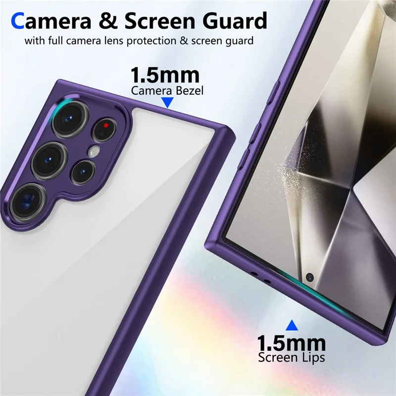 Чехол для Samsung Galaxy S22 Ultra 5G с матовой кожаной текстурой, прозрачный, из поликарбоната и TPU, противоударный, для задней крышки телефона - Фиолетовый