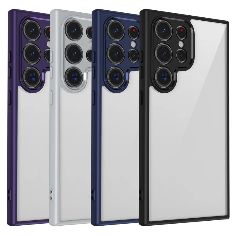 Чехол для Samsung Galaxy S22 Ultra 5G с матовой кожаной текстурой, прозрачный, из поликарбоната и TPU, противоударный, для задней крышки телефона - Фиолетовый