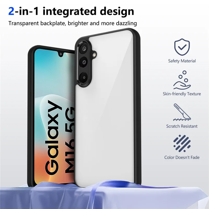Чехол для Samsung Galaxy M16 5G / F16 5G с матовой поверхностью и противоударной защитой из прозрачного поликарбоната + TPU - Черный