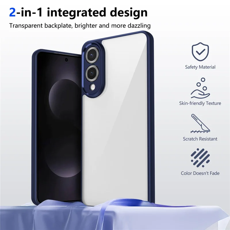 For Samsung Galaxy S25 Edge Case Matte Skin Touch Clear PC + TPU Shockproof Phone Back Cover - Blue