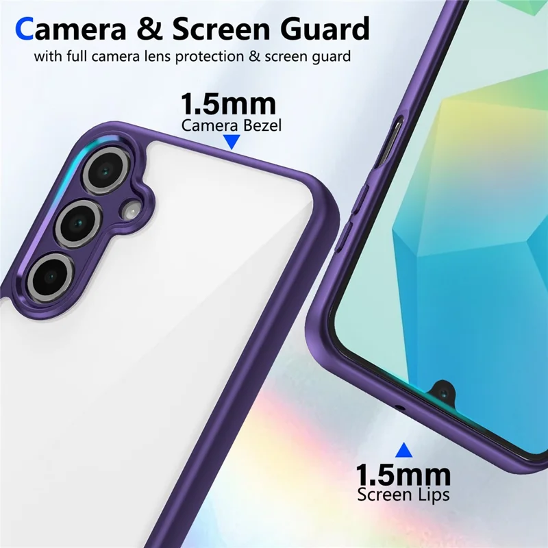 Étui pour Samsung Galaxy A26 5G / A17 Finition Mate Toucher Doux Transparent PC + TPU Antichoc Protection Arrière du Téléphone - Violet
