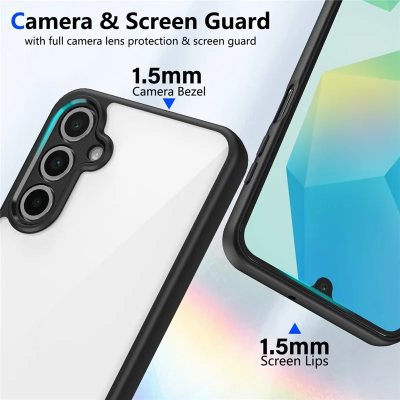 For Samsung Galaxy A36 5G Case Matte Skin Touch Clear PC + TPU Shockproof Phone Back Cover - Black