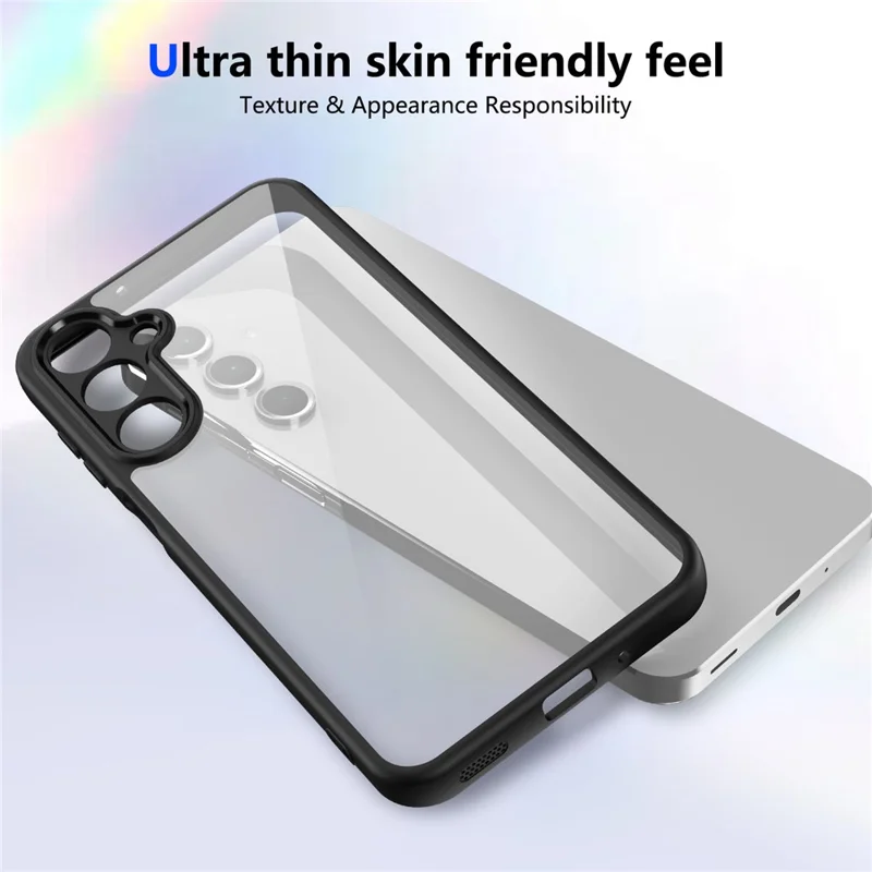 For Samsung Galaxy A36 5G Case Matte Skin Touch Clear PC + TPU Shockproof Phone Back Cover - Black
