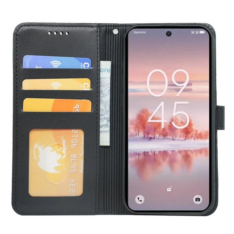 Чехол-книжка TCL 60 NxtPaper 4G с магнитной застежкой из кожи с ремешком - Черный