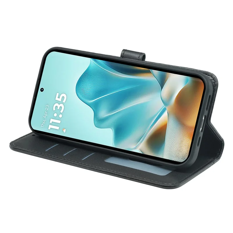 For Motorola Edge 60 Fusion 5G Wallet Case Magnetic Snap Leather Phone Cover with Strap - Black