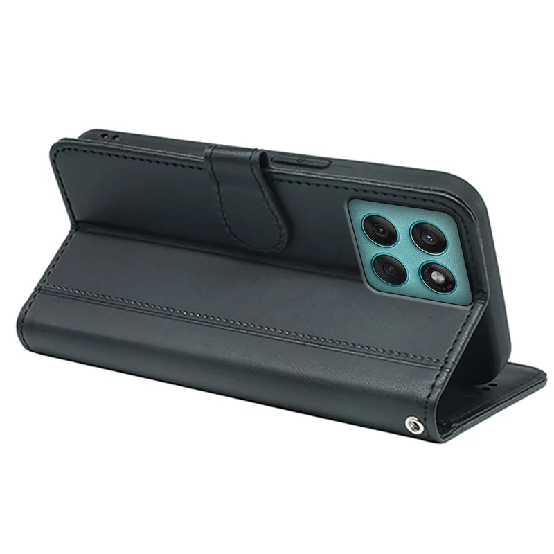 For Motorola Edge 60 Fusion 5G Wallet Case Magnetic Snap Leather Phone Cover with Strap - Black