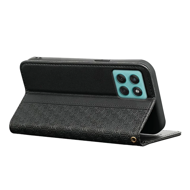 For Motorola Edge 60 Fusion 5G Wallet Phone Case Checkered Pattern Imprint Leather Flip Cover with Wrist Strap - Black