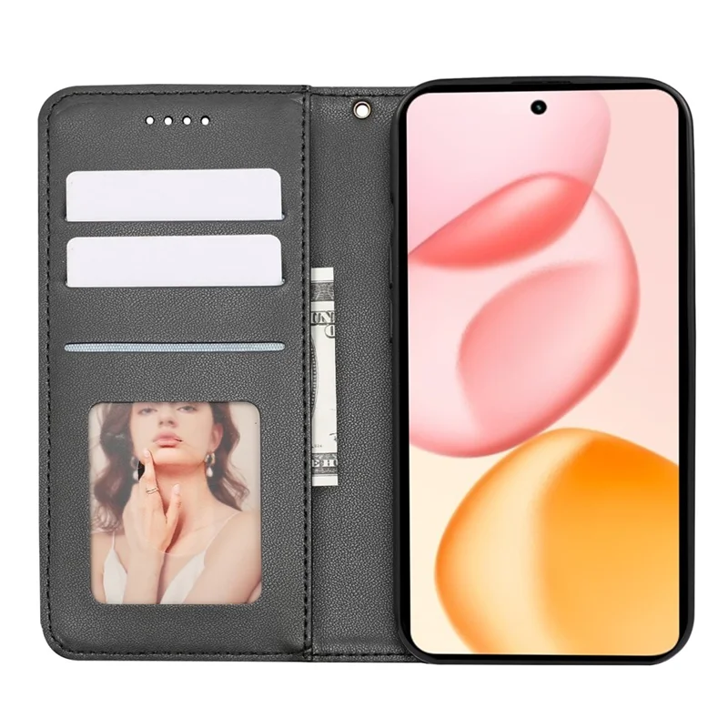 For Honor 400 Pro 5G (Global) Wallet Phone Case Checkered Pattern Imprint Leather Flip Cover with Wrist Strap - Black