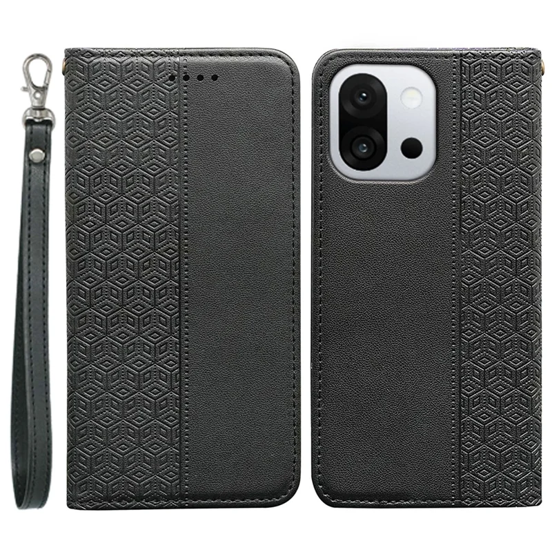 Für OnePlus 13T 5G Brieftasche Handyhülle mit starkem Magnetverschluss, Karomuster-Prägung, Leder Flip Cover - Schwarz