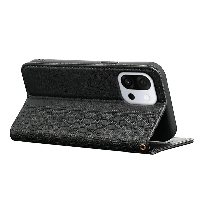 Für OnePlus 13T 5G Brieftasche Handyhülle mit starkem Magnetverschluss, Karomuster-Prägung, Leder Flip Cover - Schwarz