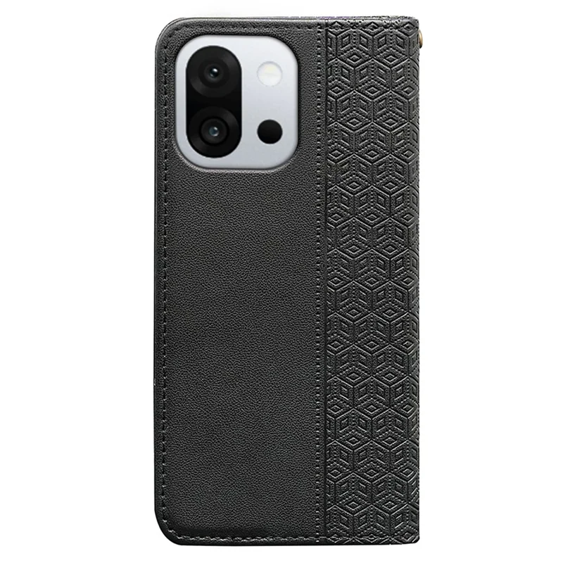 Für OnePlus 13T 5G Brieftasche Handyhülle mit starkem Magnetverschluss, Karomuster-Prägung, Leder Flip Cover - Schwarz