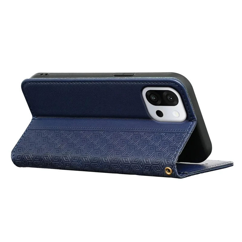 For OnePlus 13T 5G Wallet Phone Case Checkered Pattern Imprint Leather Flip Cover with Wrist Strap - Blue