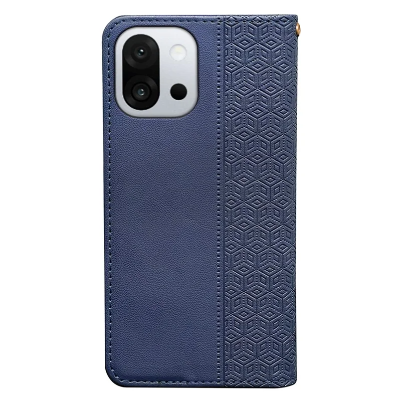 For OnePlus 13T 5G Wallet Phone Case Checkered Pattern Imprint Leather Flip Cover with Wrist Strap - Blue
