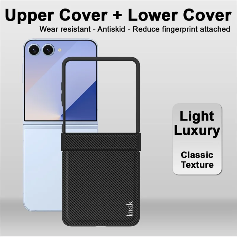 Capa IMAK Ruiyi Series para Samsung Galaxy Z Flip7 5G com Textura de Fibra de Carbono em Couro + Capa de Telefone em PC