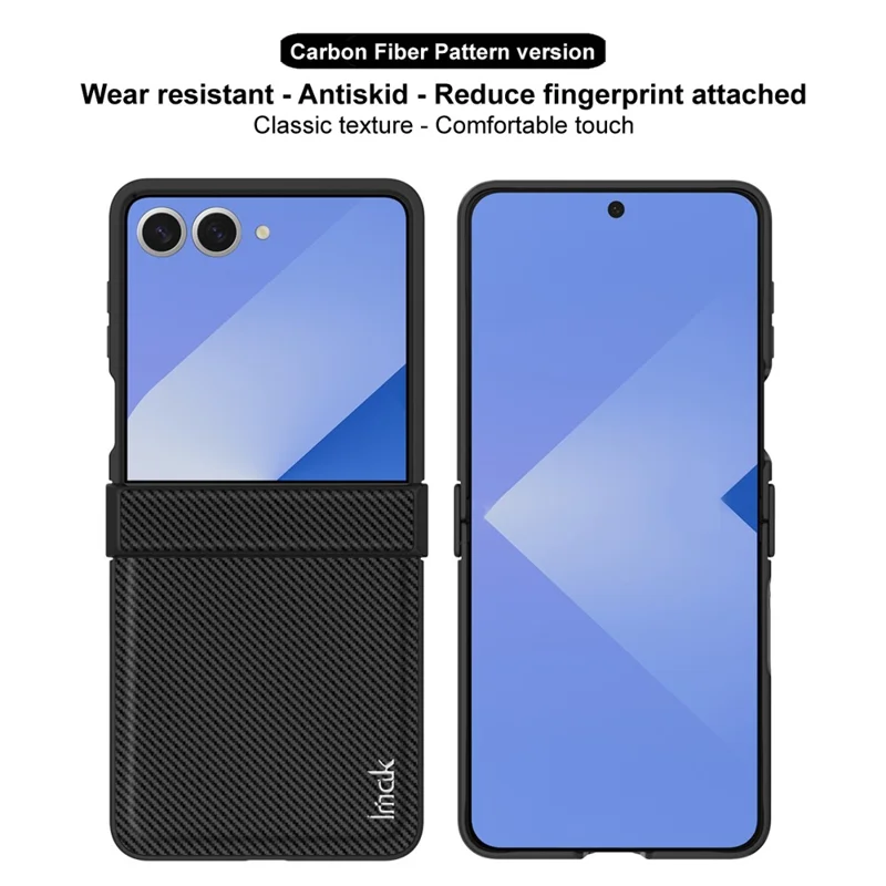 Capa IMAK Ruiyi Series para Samsung Galaxy Z Flip7 5G com Textura de Fibra de Carbono em Couro + Capa de Telefone em PC