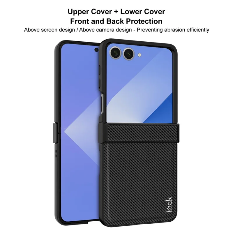 Capa IMAK Ruiyi Series para Samsung Galaxy Z Flip7 5G com Textura de Fibra de Carbono em Couro + Capa de Telefone em PC