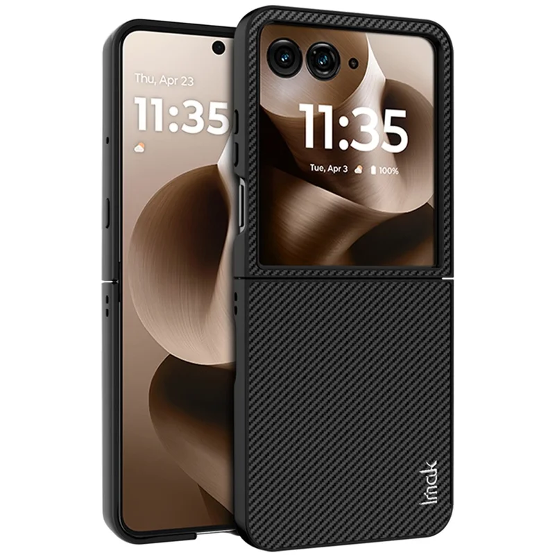 Funda IMAK Ruiyi Series para Motorola Razr 60 Ultra 5G con Textura de Fibra de Carbono, Cuero + Carcasa de PC