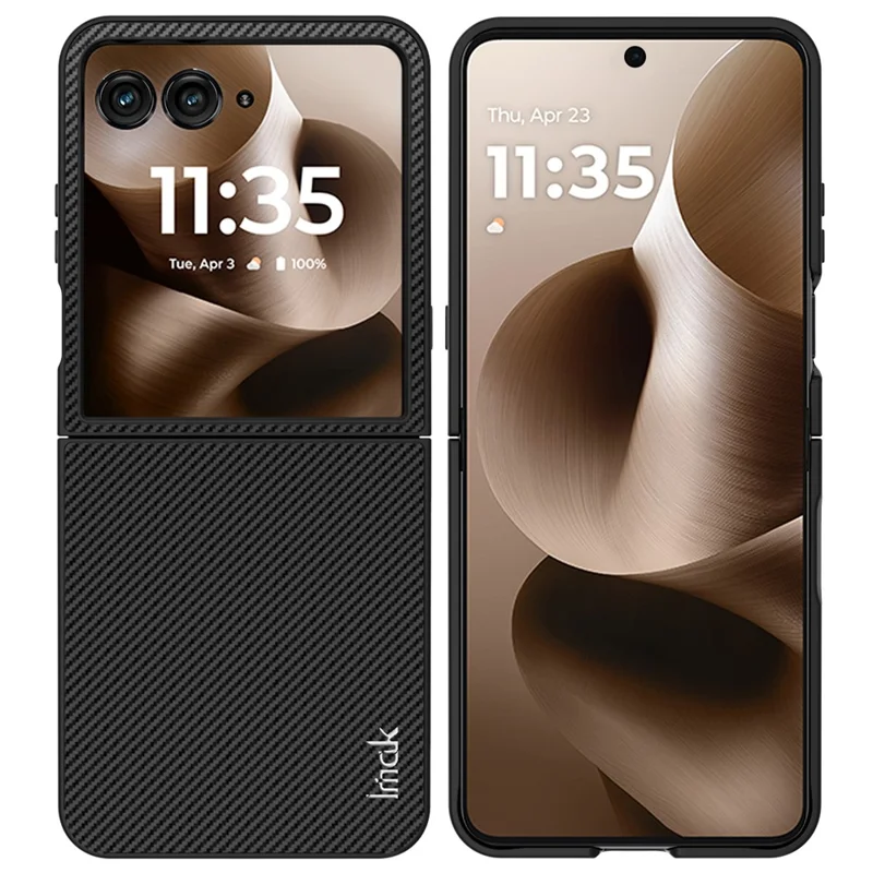 Funda IMAK Ruiyi Series para Motorola Razr 60 Ultra 5G con Textura de Fibra de Carbono, Cuero + Carcasa de PC