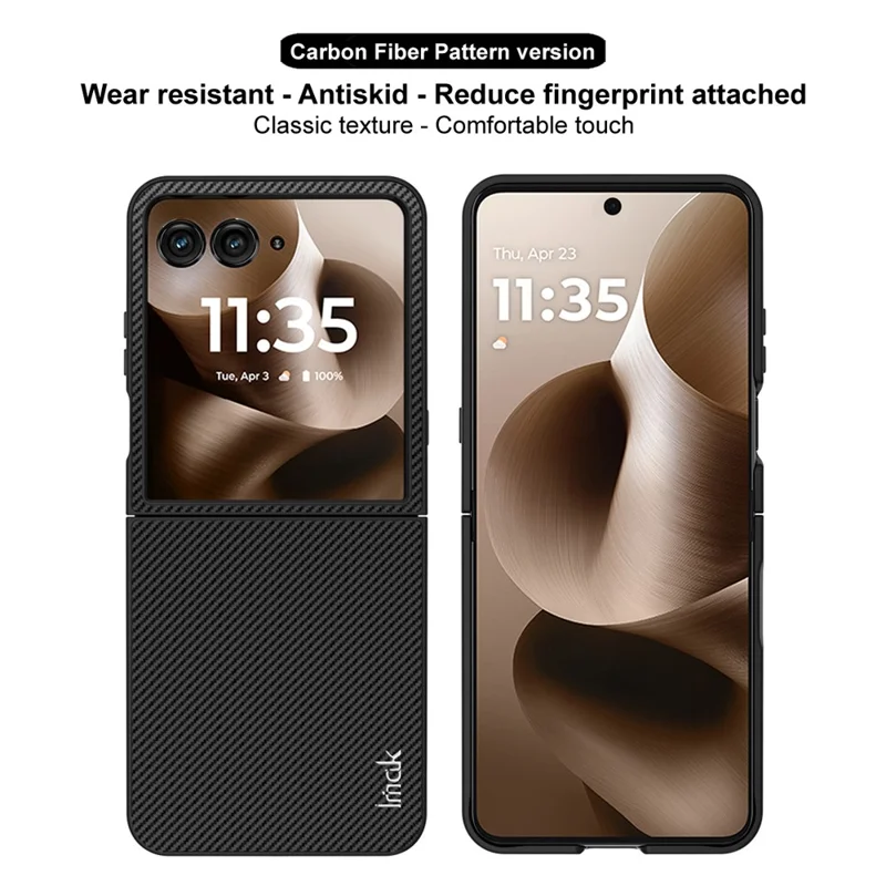 Funda IMAK Ruiyi Series para Motorola Razr 60 Ultra 5G con Textura de Fibra de Carbono, Cuero + Carcasa de PC