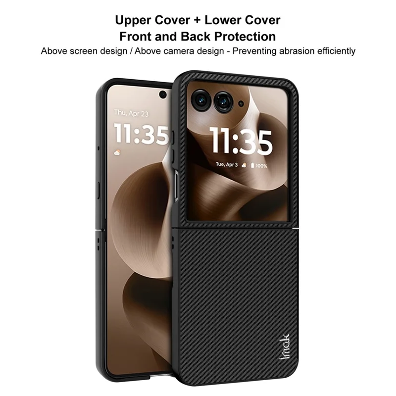 Funda IMAK Ruiyi Series para Motorola Razr 60 Ultra 5G con Textura de Fibra de Carbono, Cuero + Carcasa de PC
