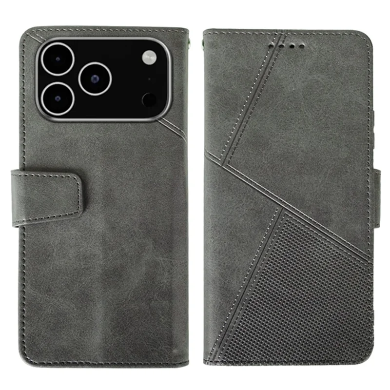 IDEWEI Per iPhone 17 Pro Cover in Pelle Portafoglio Custodia con Supporto Texture Vitello - Grigio
