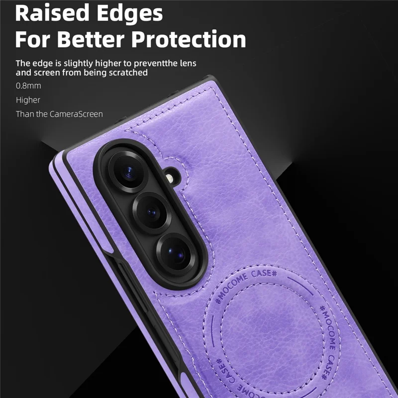 For Samsung Galaxy Z Fold7 5G Magnetic Case Kickstand Leather Phone Back Cover - Light Purple