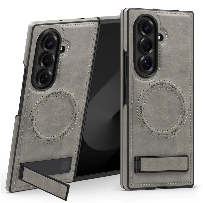 Funda para Samsung Galaxy Z Fold7 5G compatible con MagSafe con soporte plegable - Cuero en gris