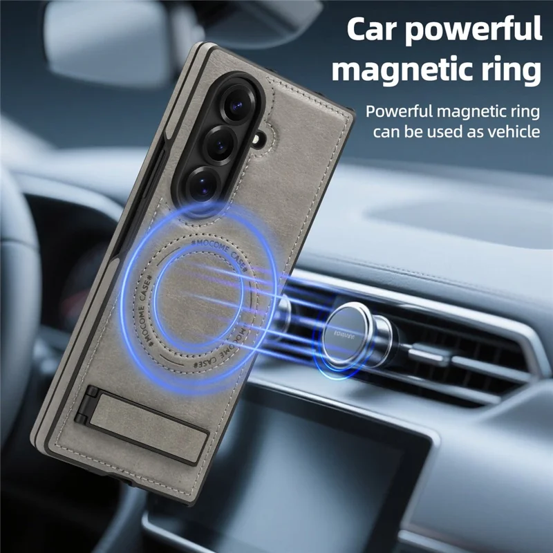 Funda para Samsung Galaxy Z Fold7 5G compatible con MagSafe con soporte plegable - Cuero en gris