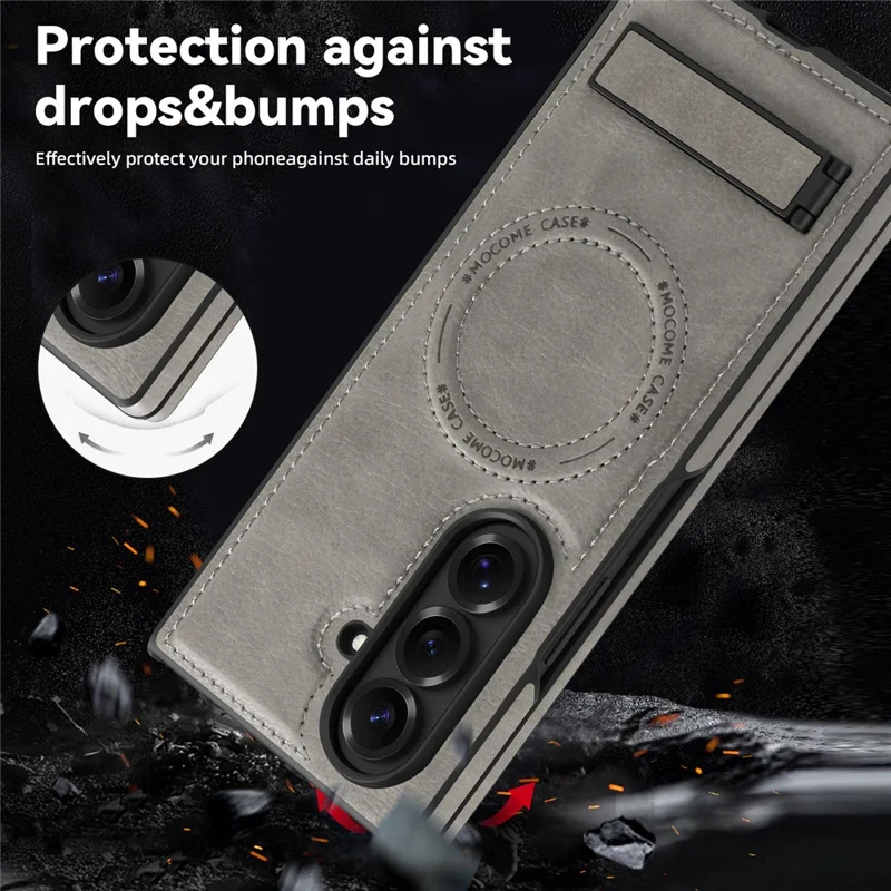 Funda para Samsung Galaxy Z Fold7 5G compatible con MagSafe con soporte plegable - Cuero en gris