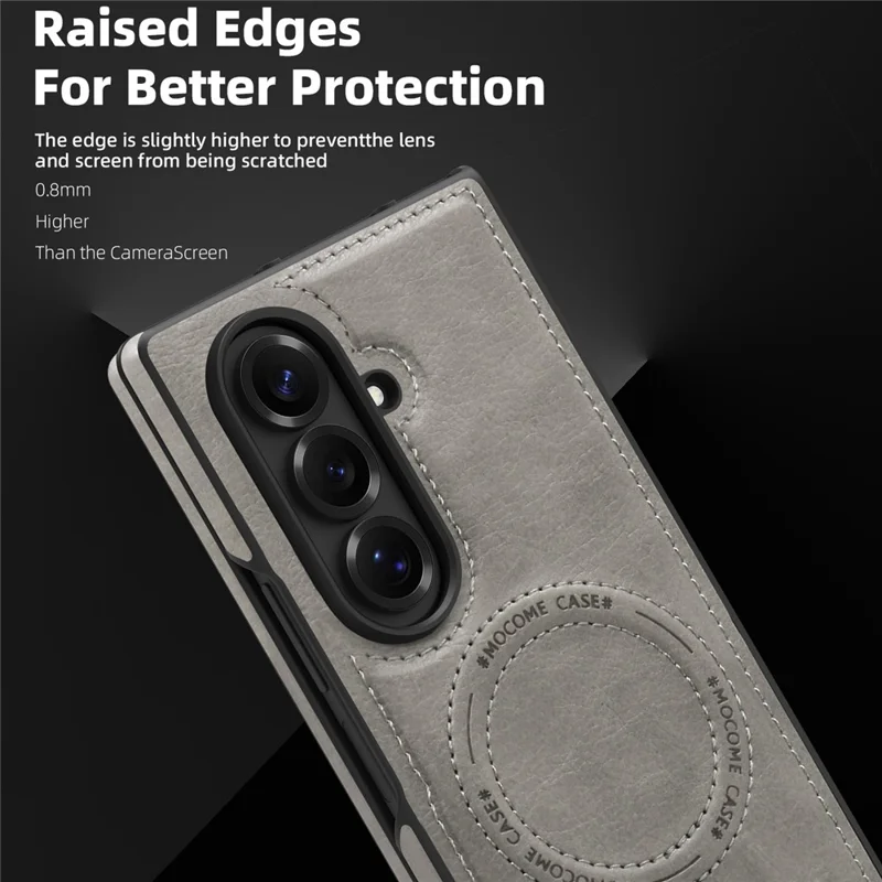 Funda para Samsung Galaxy Z Fold7 5G compatible con MagSafe con soporte plegable - Cuero en gris