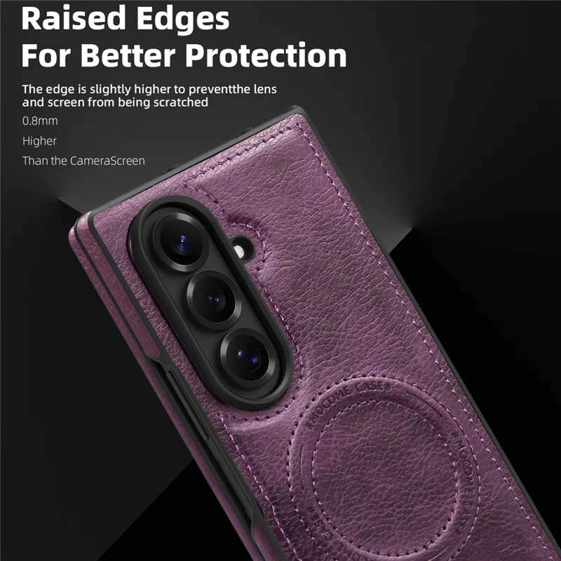 Funda para Samsung Galaxy Z Fold7 5G Compatible con MagSafe con Soporte Plegable - Cuero en Morado Oscuro