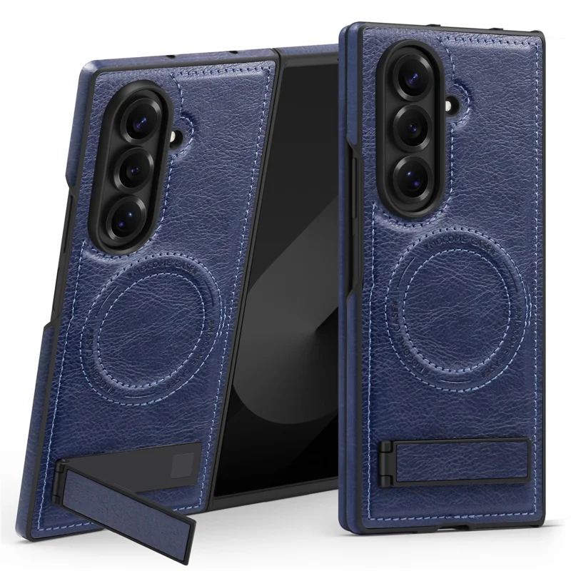 Funda compatible con Samsung Galaxy Z Fold7 5G con MagSafe, soporte y cubierta trasera de piel - Zafiro
