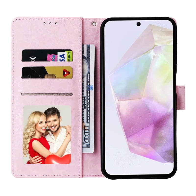 Étui pour Samsung Galaxy A17 Bloquant RFID avec Motif Floral en Cuir et Dragonne - Fleurs Colorées