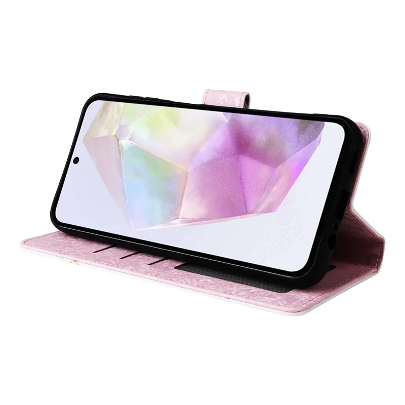 Étui pour Samsung Galaxy A17 Bloquant RFID avec Motif Floral en Cuir et Dragonne - Fleurs Colorées