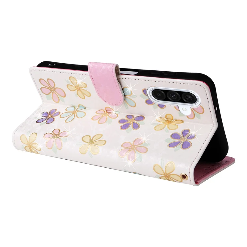 Étui pour Samsung Galaxy A17 Bloquant RFID avec Motif Floral en Cuir et Dragonne - Fleurs Colorées