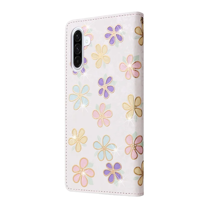 Étui pour Samsung Galaxy A17 Bloquant RFID avec Motif Floral en Cuir et Dragonne - Fleurs Colorées