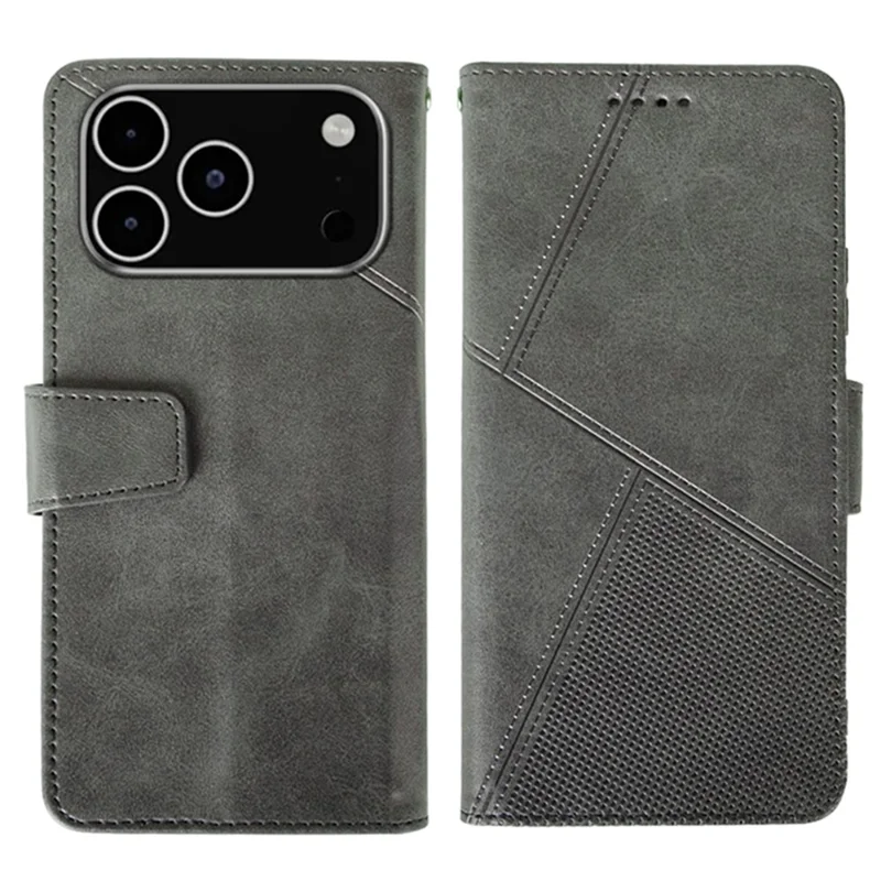 IDEWEI Ledertasche für iPhone 17 Pro Max mit Geldbörse, Ständer und Kalbleder-Textur - Grau
