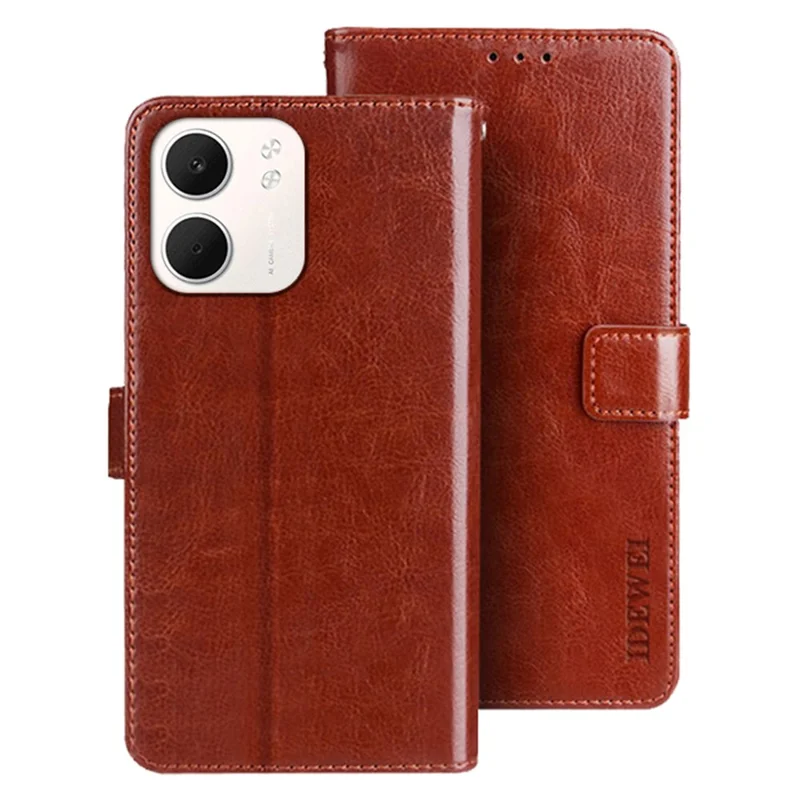 IDEWEI For Oppo A5x 4G Stand Case Crazy Horse Texture Leather Phone Cover - Brown