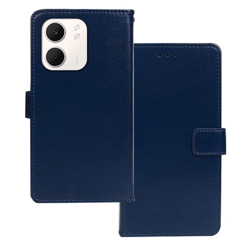 IDEWEI Per Oppo A5x 4G Cover a Portafoglio in Pelle con Texture di Cavallo Pazzo - Blu