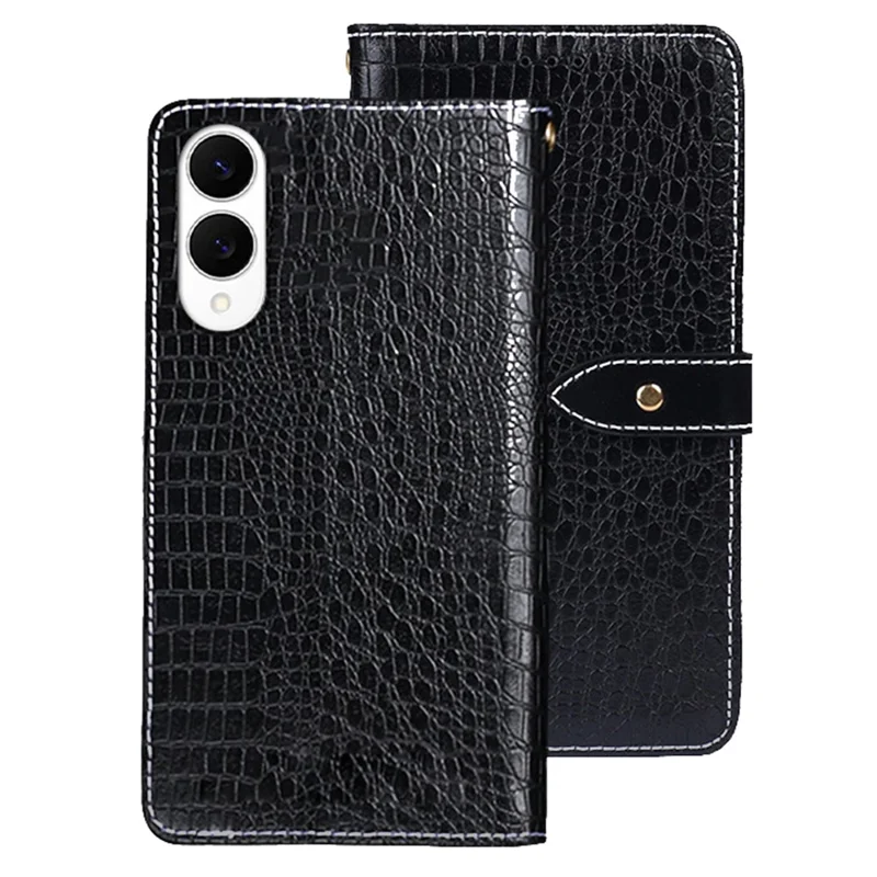 IDEWEI Handyhülle für Samsung Galaxy S25 Edge im Kroko-Leder-Look - Schwarz
