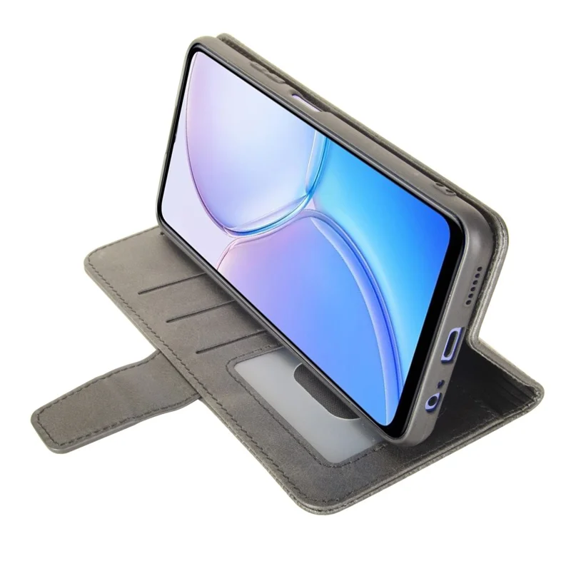 IDEWEI Per Samsung Galaxy S25 Edge Cover in Pelle Portafoglio Custodia con Supporto Texture Vitello - Grigio