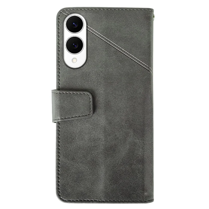 IDEWEI Per Samsung Galaxy S25 Edge Cover in Pelle Portafoglio Custodia con Supporto Texture Vitello - Grigio