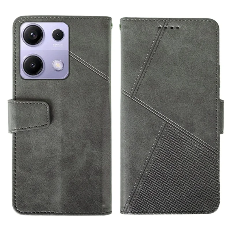 IDEWEI Funda tipo cartera de cuero para Xiaomi Redmi Note 14S 4G con soporte, textura de piel de ternero - Gris