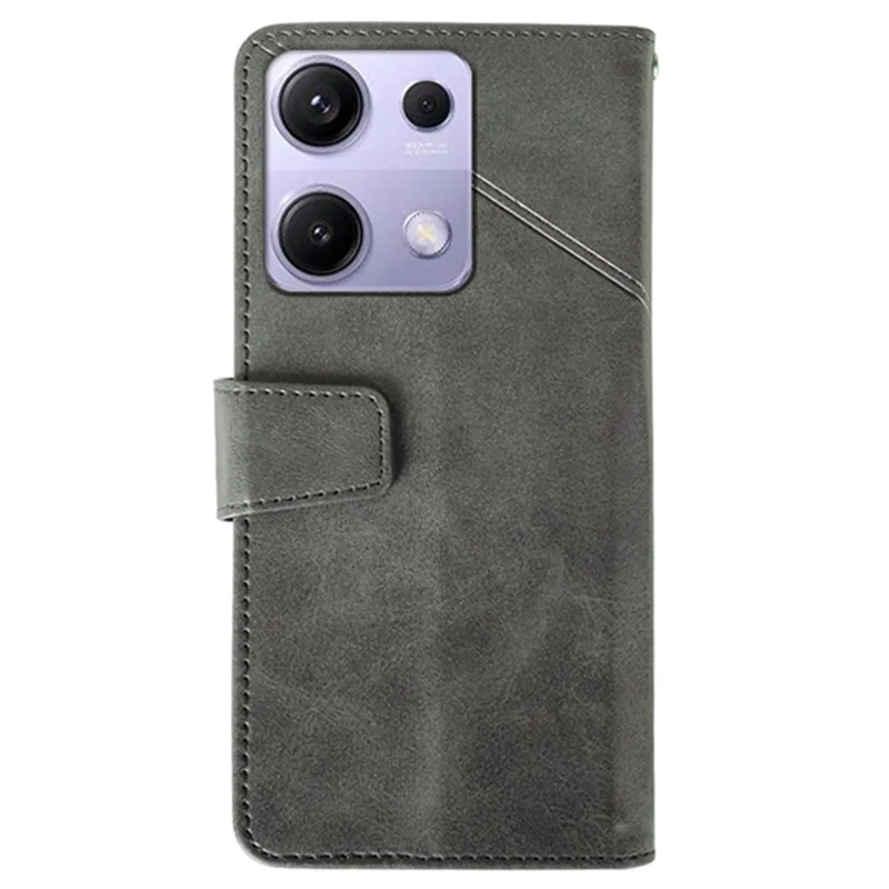 IDEWEI Funda tipo cartera de cuero para Xiaomi Redmi Note 14S 4G con soporte, textura de piel de ternero - Gris