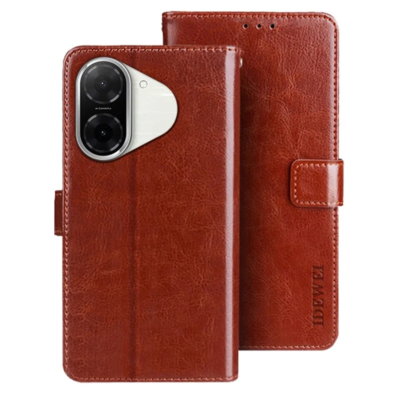 IDEWEI per Xiaomi Redmi A5 4G (171,7 mm) / Poco C71 4G Custodia da cavalleria pazza Texture in pelle Custodia per telefono - Marrone