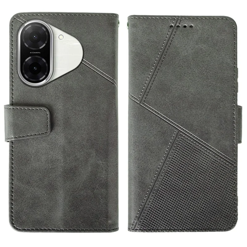 IDEWEI für Xiaomi Redmi A5 4G (171,7 mm) / Poco C71 4G Hülle Leder Brieftasche Handyhülle Ständer Kalbsledertextur - Grau