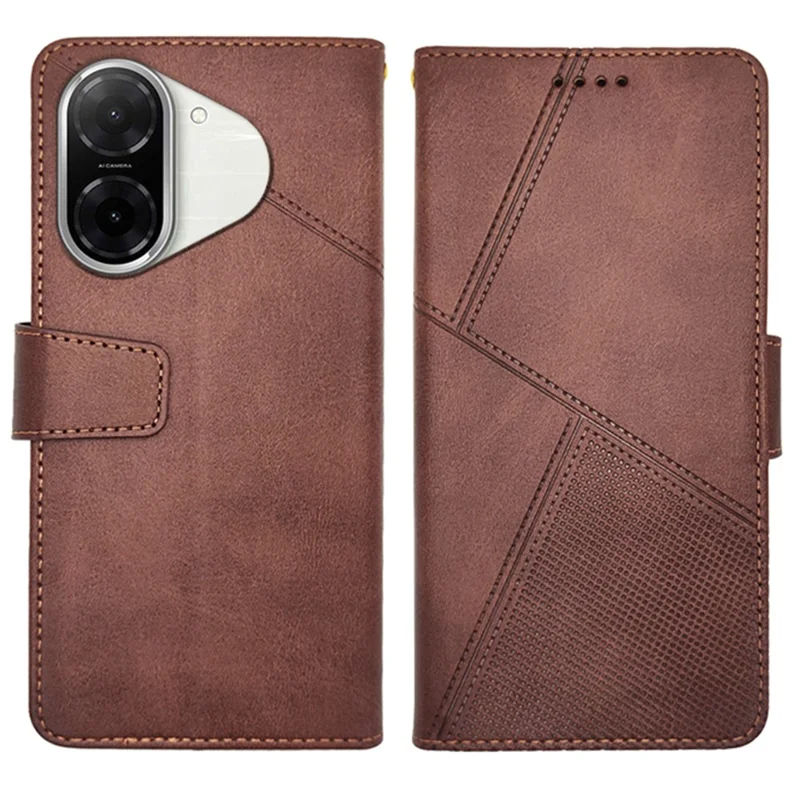 IDEWEI For Xiaomi Redmi A5 4G (171.7mm) / Poco C71 4G Case Leather Wallet Phone Cover Stand Calf Texture - Coffee